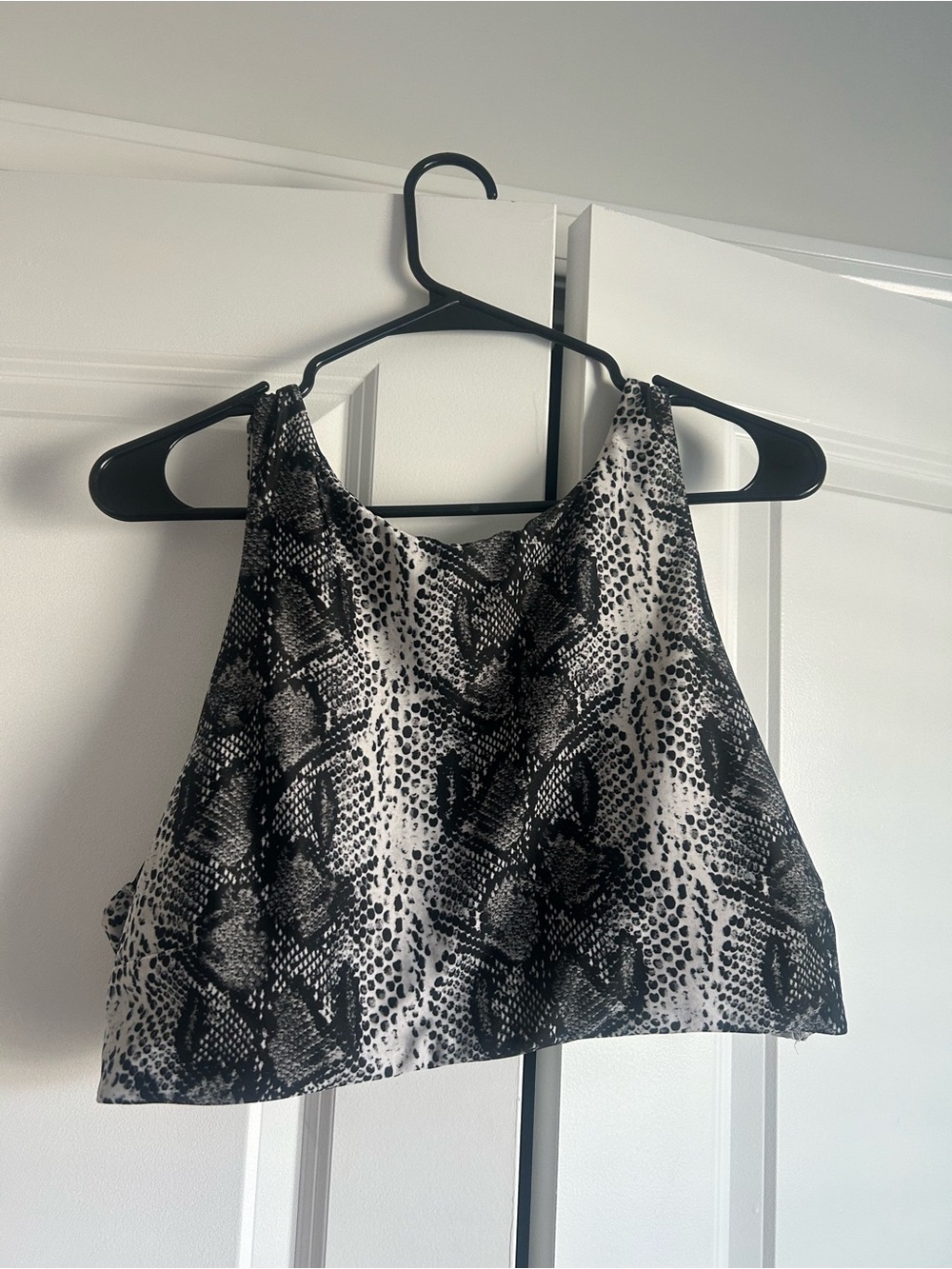 Aerie Black & White Snake Print High Neck Women's Bikini Top
